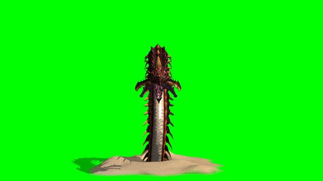 snakes sand worm creature is attacking - green screen