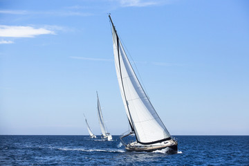 Fototapeta premium Boats in sailing regatta. Luxury yachts.