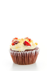 Red cupcake velvet isolated white background