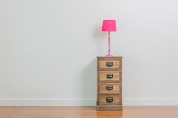 Lamp on bedside table