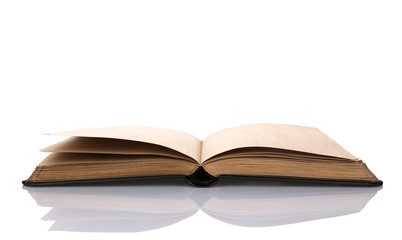 Fototapeta premium Open old book isolated on white background