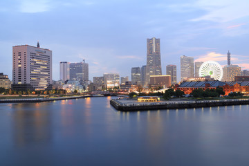 View of marina bay at night in Yokohama City