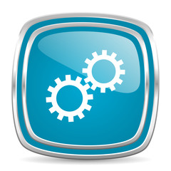 gear blue glossy icon
