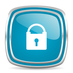 padlock blue glossy icon