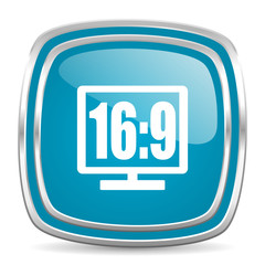 16 9 display blue glossy icon