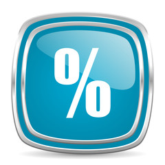 percent blue glossy icon