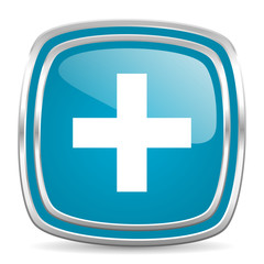 plus blue glossy icon