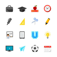 Education and learn Icons with White Background	