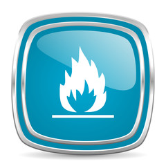 flame blue glossy icon