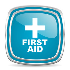 Obraz premium first aid blue glossy icon