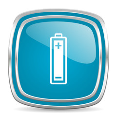 Fototapeta premium battery blue glossy icon