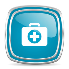 first aid blue glossy icon