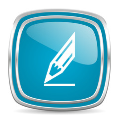 pencil blue glossy icon