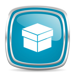 box blue glossy icon