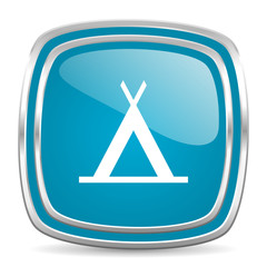 camp blue glossy icon