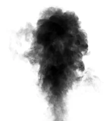 Zelfklevend Fotobehang Zwarte stoom die eruitziet als rook op een witte achtergrond © geografika