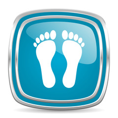 foot blue glossy icon