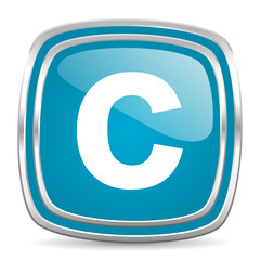 copyright blue glossy icon