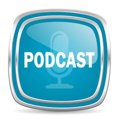 podcast blue glossy icon