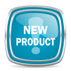 new product blue glossy icon