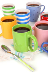 Many cups of coffee close up