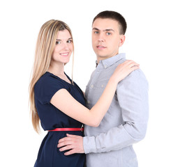 Loving couple isolated on white