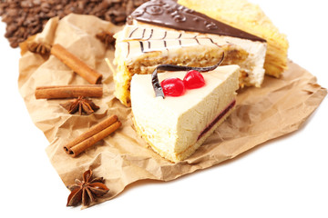 Assortment of pieces of cake, isolated on white © Africa Studio
