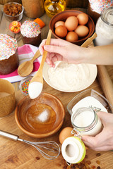 Easter cake preparing in kitchen