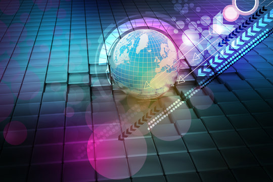 Digital globe in color background