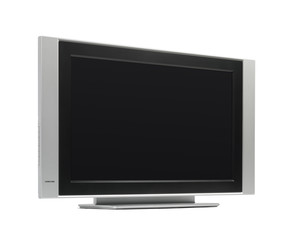 Flatscreen tv in grey and black tone isolated on white