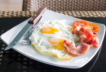 Breakfast with egg and bacon