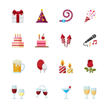 Party and Celebration Icons with White Background