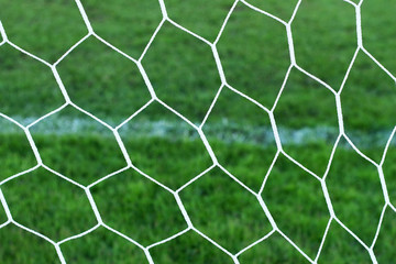 Fototapeta premium close up soccer nets goal football