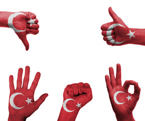 Hand set with the flag of Turkey