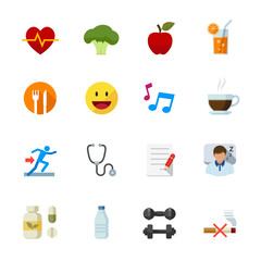 Health and Wellness Icons with white background