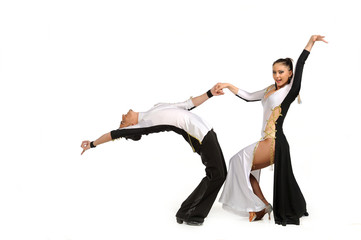 Obraz premium Latino dancers in ballroom isolated on white..