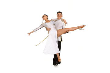 Obraz premium Latino dancers in ballroom isolated on white..