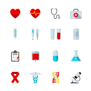 Medical and Medical Equipment Icons with White Background
