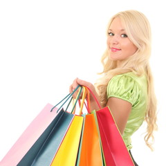 Smiling girl with shopping bags