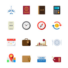 Travel Icons for application with White Background