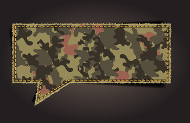 Speech bubble of camouflage fabric pattern shape
