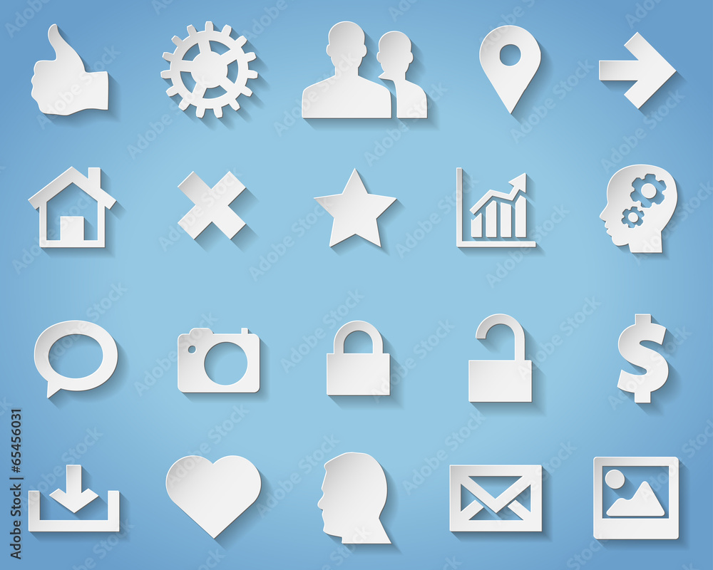 Poster paper symbols and icons with transparent shadow
