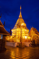 Doi Suthep Temple in Chiengmai, Thailand at Twilight Time