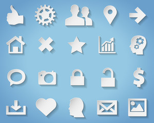 Paper symbols and icons with transparent shadow