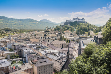 Fototapeta na wymiar Salzburg general view from Mönchsberg viewpoint, Austria