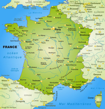 Frankreich mit Nachbarl&auml;ndern