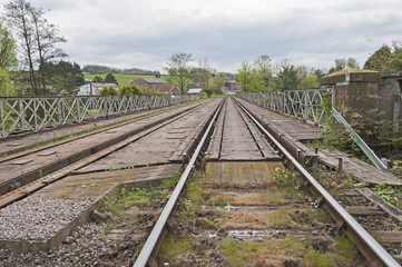 Fototapeta na wymiar View down railway track in english countryside