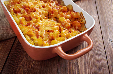 pasta Elbow macaroni  bake with pancetta