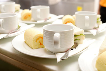 Hot coffee in white cup