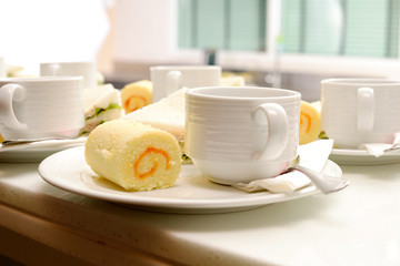 Hot coffee in white cup